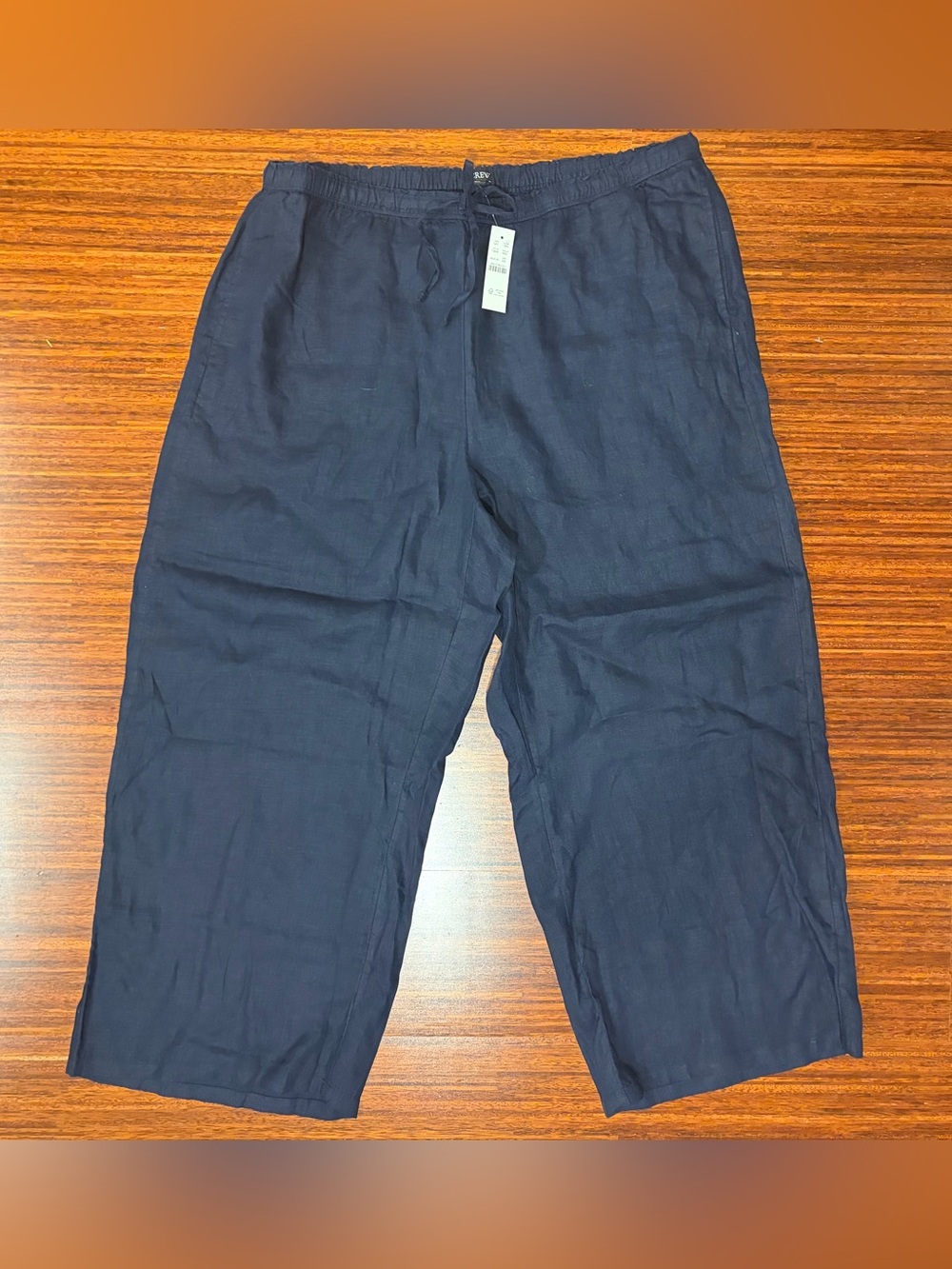 J.Crew Navy Blue Drawstring Waistband Linen Pants XXL NWT